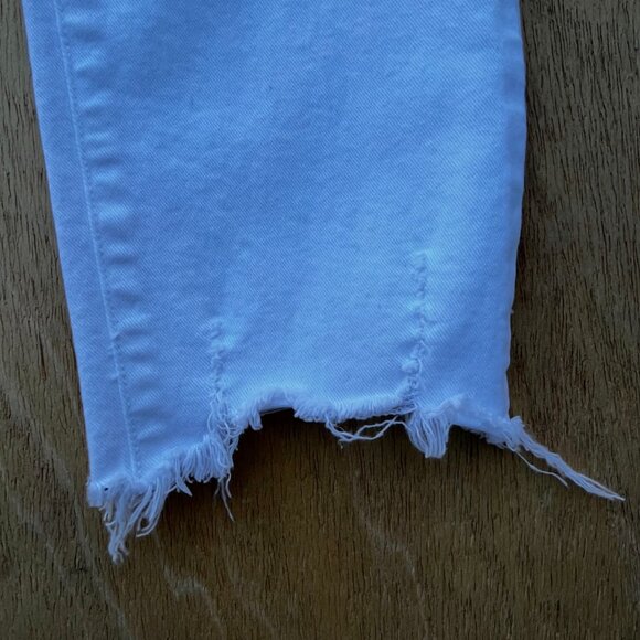 PAIGE CINDY CROP HIGH RISE DESTROYED HEM WOMEN’S JEANS sz 26 Crisp White - Picture 5 of 15